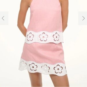 STAUD Pink and White Mini Skirt